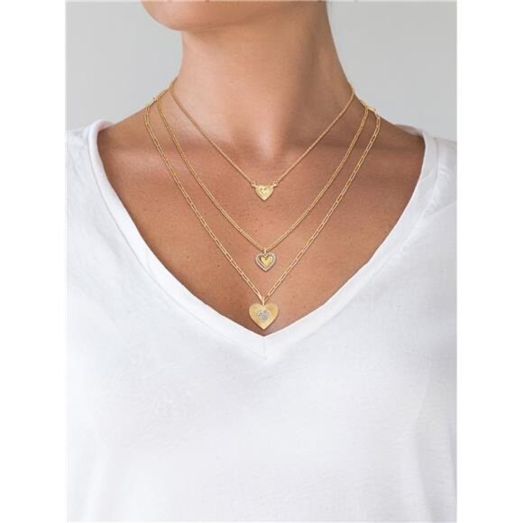 Jessica Simpson Fashion Gold Metal Layer Heart Necklace - Picture 2 of 5
